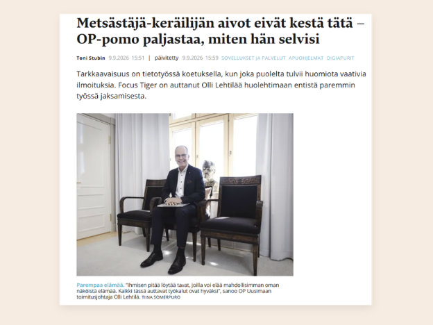 OP Uusimaa’s CEO on Focus Tiger: Featured in Tivi